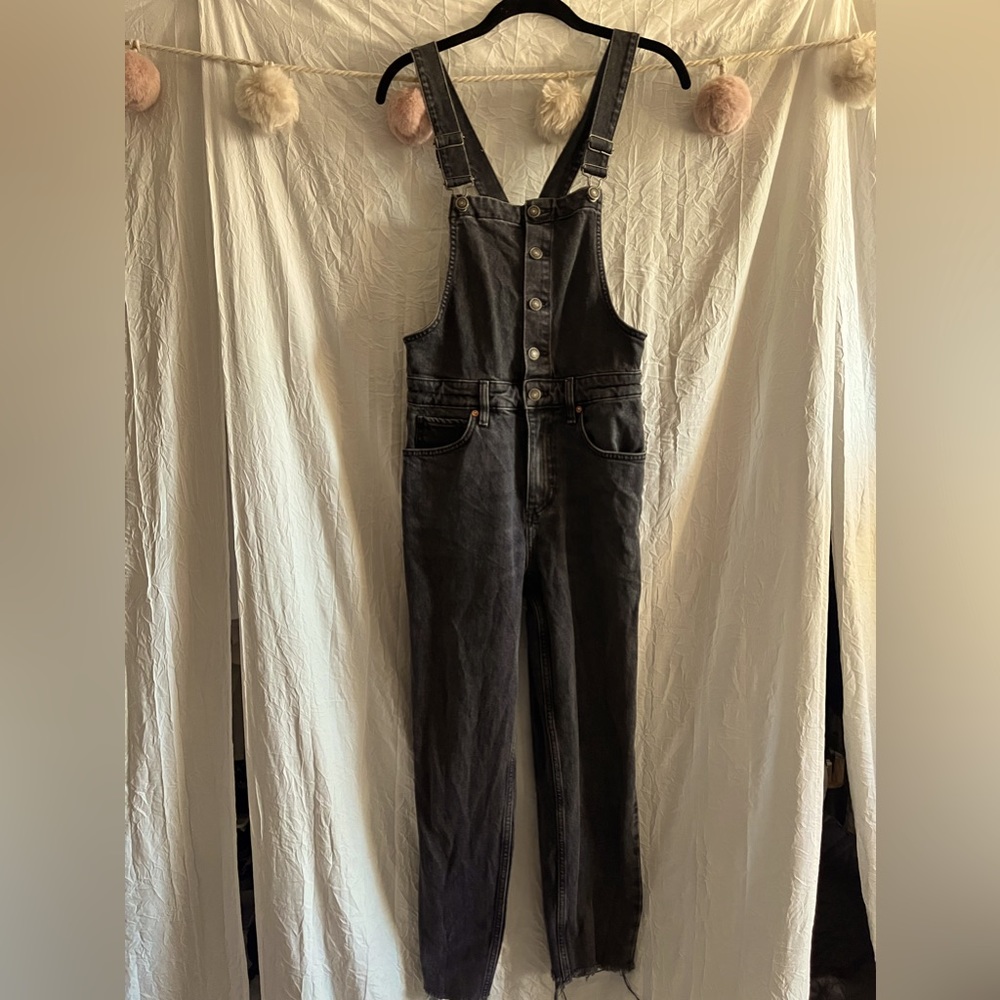 Free People | Black Denim Cut-Off Overalls 🌵27